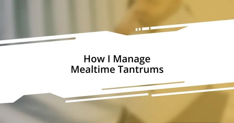 How I Manage Mealtime Tantrums