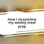 How I streamline my weekly meal prep