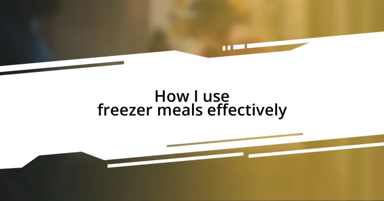 How I use freezer meals effectively