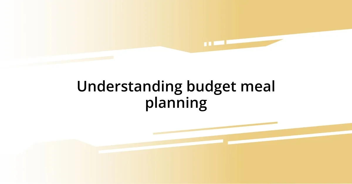 Understanding budget meal planning