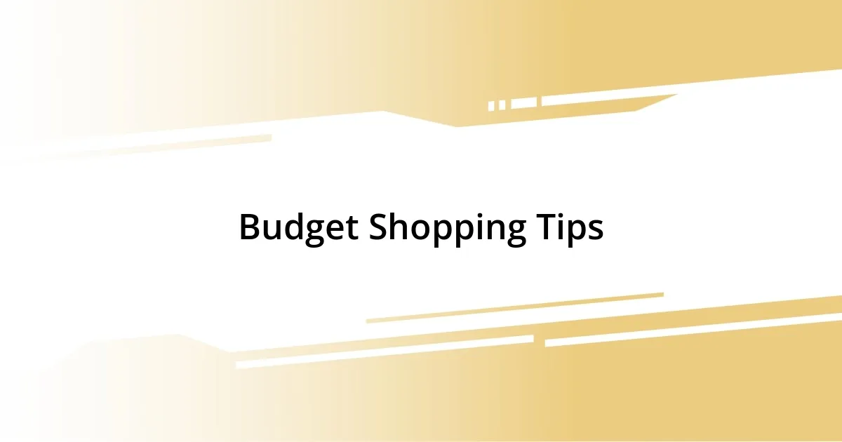 Budget Shopping Tips